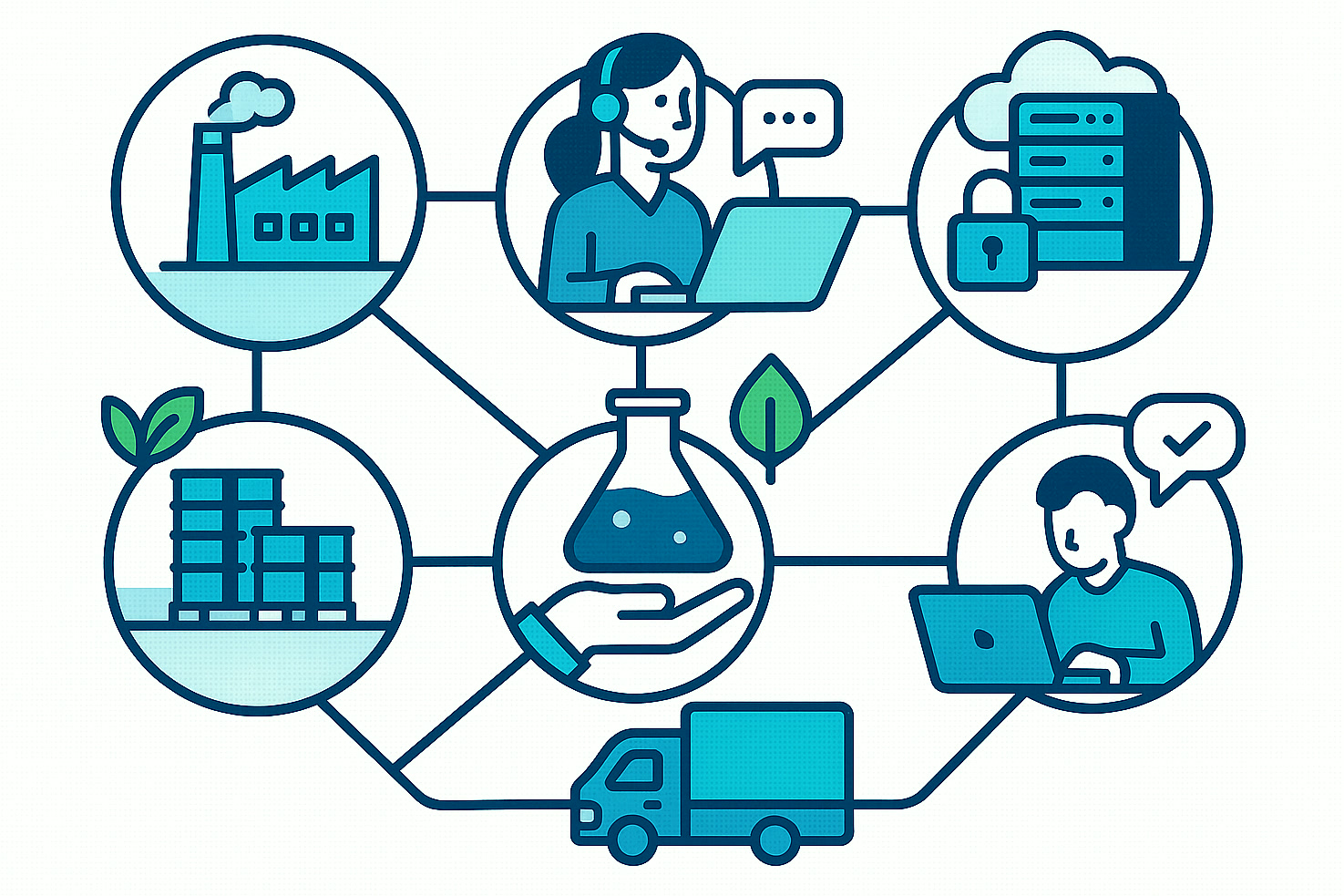 Illustration of supplier audit guideline across production, logistics, consulting and IT services